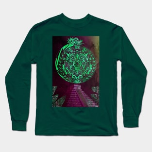 solatzo the aztec calendar in outer ecopop pattern Long Sleeve T-Shirt